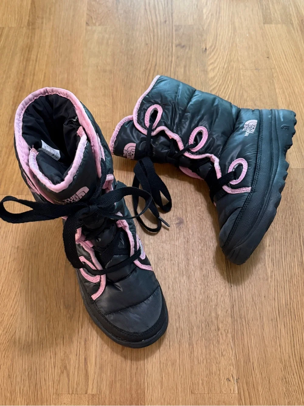 The North Face Kids 3 Black Quilted Lace Up Winter Boots